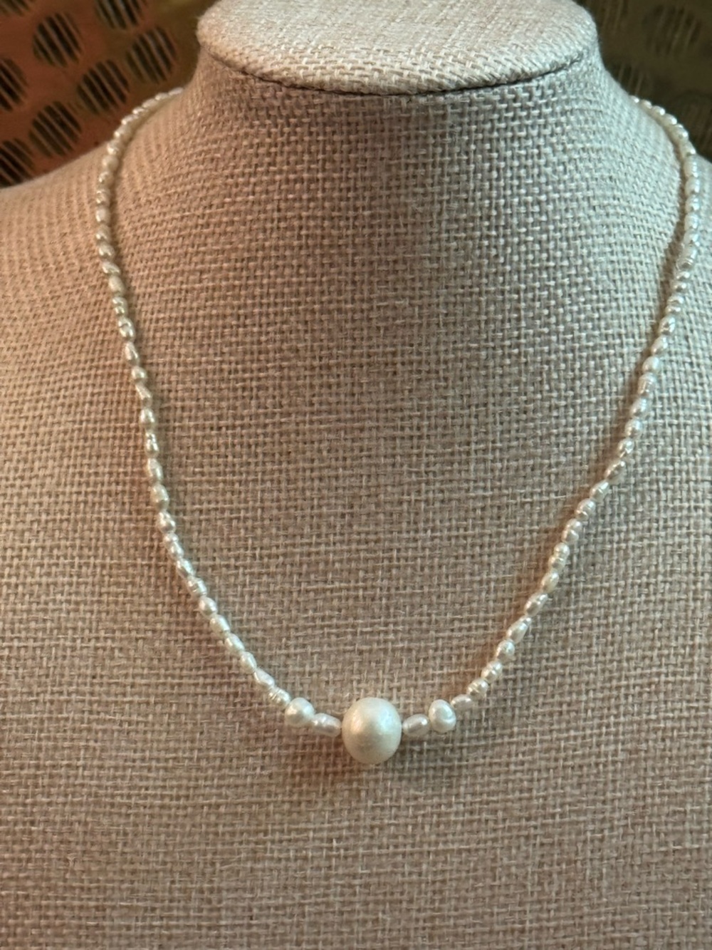 Elegant Freshwater Pearl Necklace with Statement Center Pearl ✨